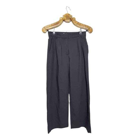 Abercrombie & Fitch Pants High Rise Pleated Wide Leg Trouser Slack Black 4 - Picture 1 of 8